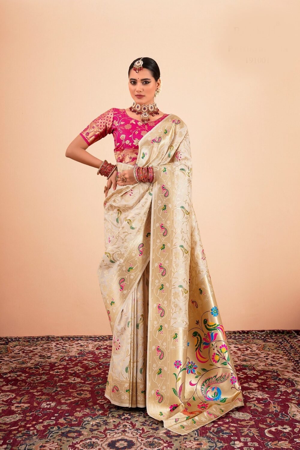 Paithani Silk Saree with Zari Border and Rich Pallu