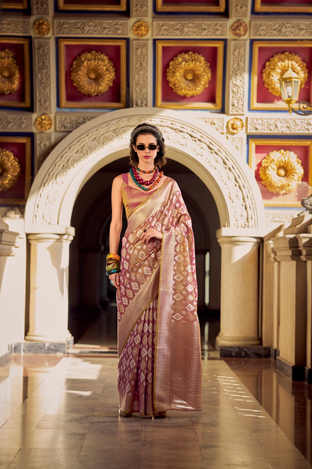 Tissue Silk Saree with Zari Weaving and Silk Blouse