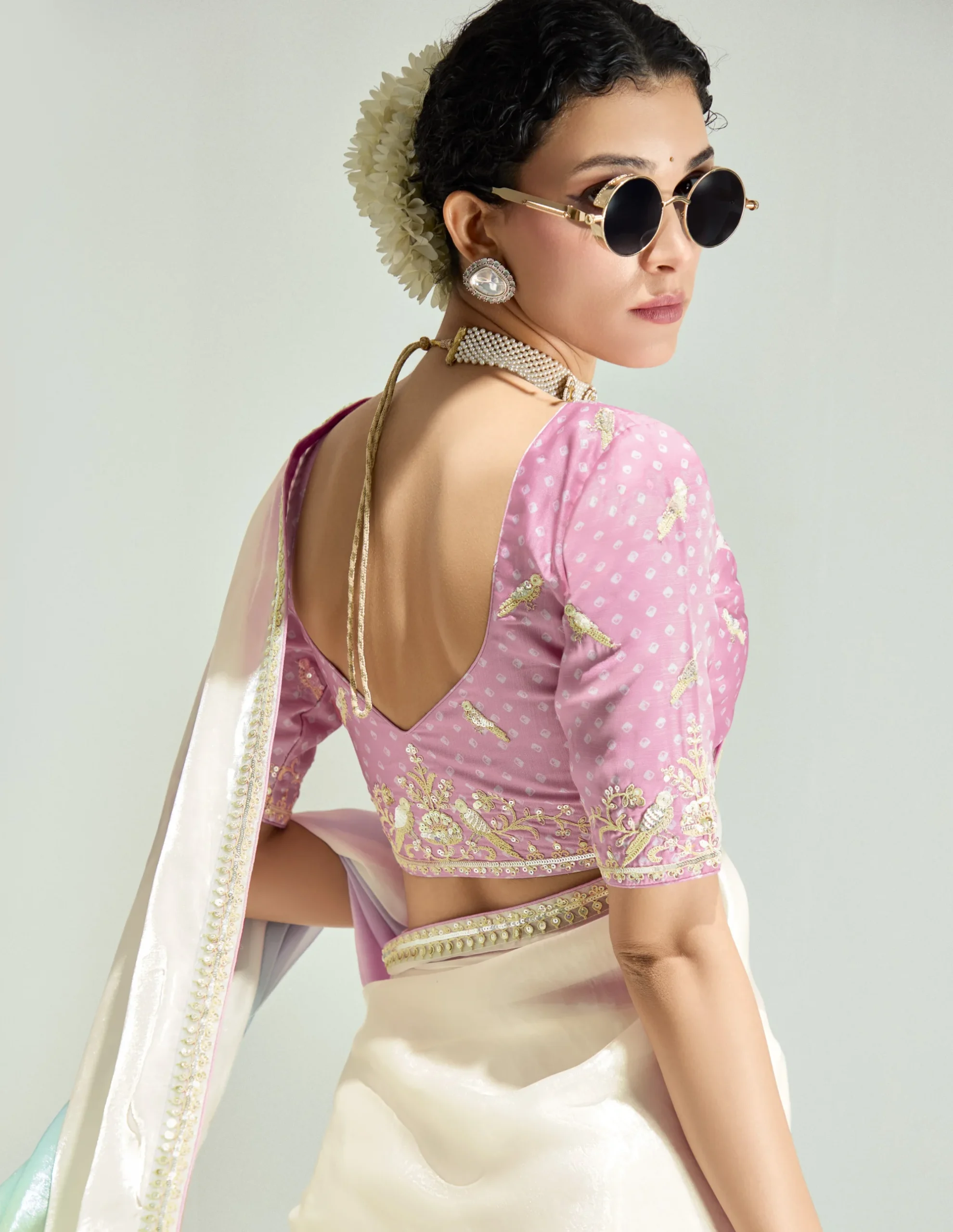 Organza Tissue Saree Collection with Border Embroidery work - Image 2