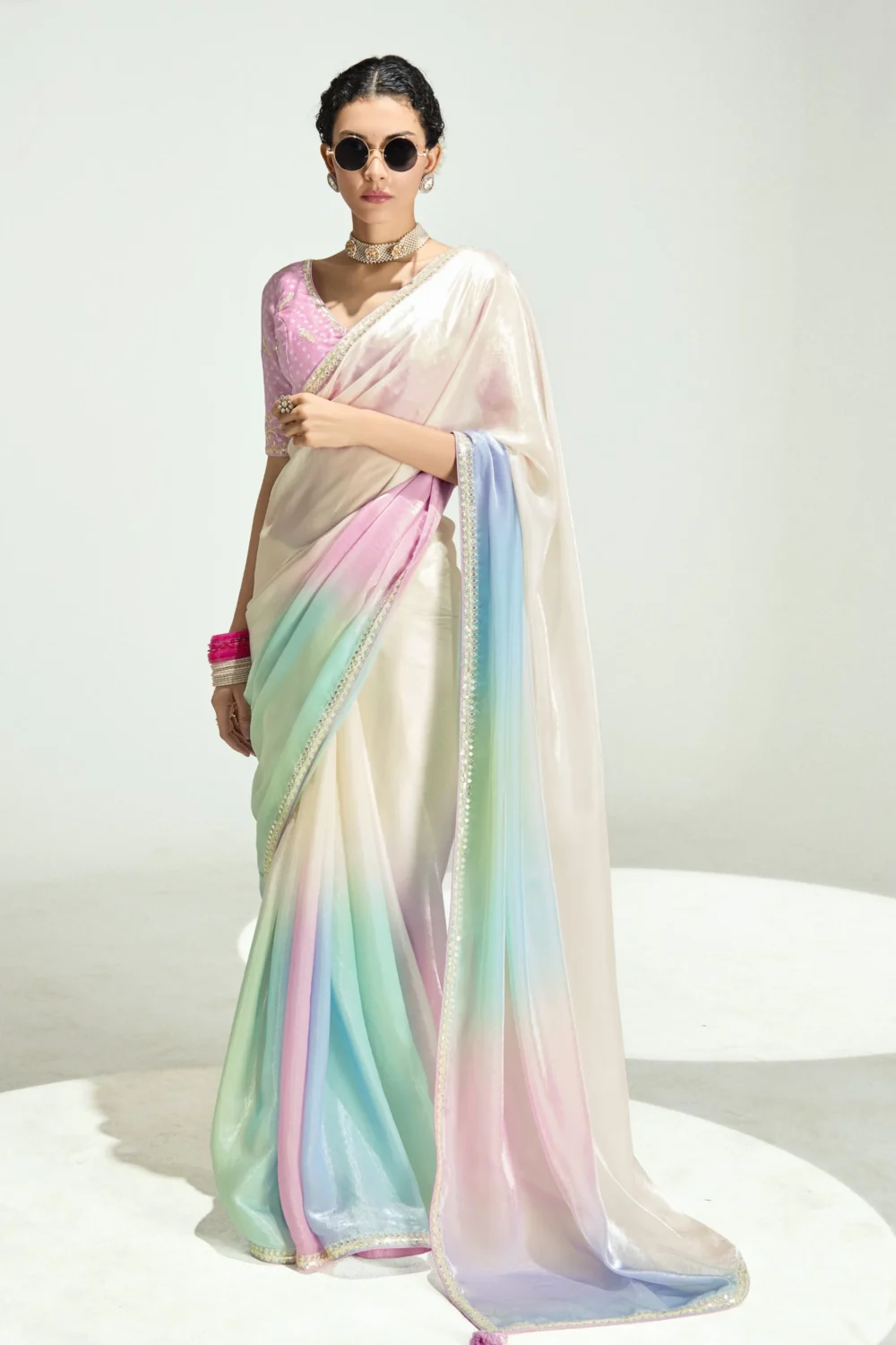 Organza Tissue Saree Collection with Border Embroidery work
