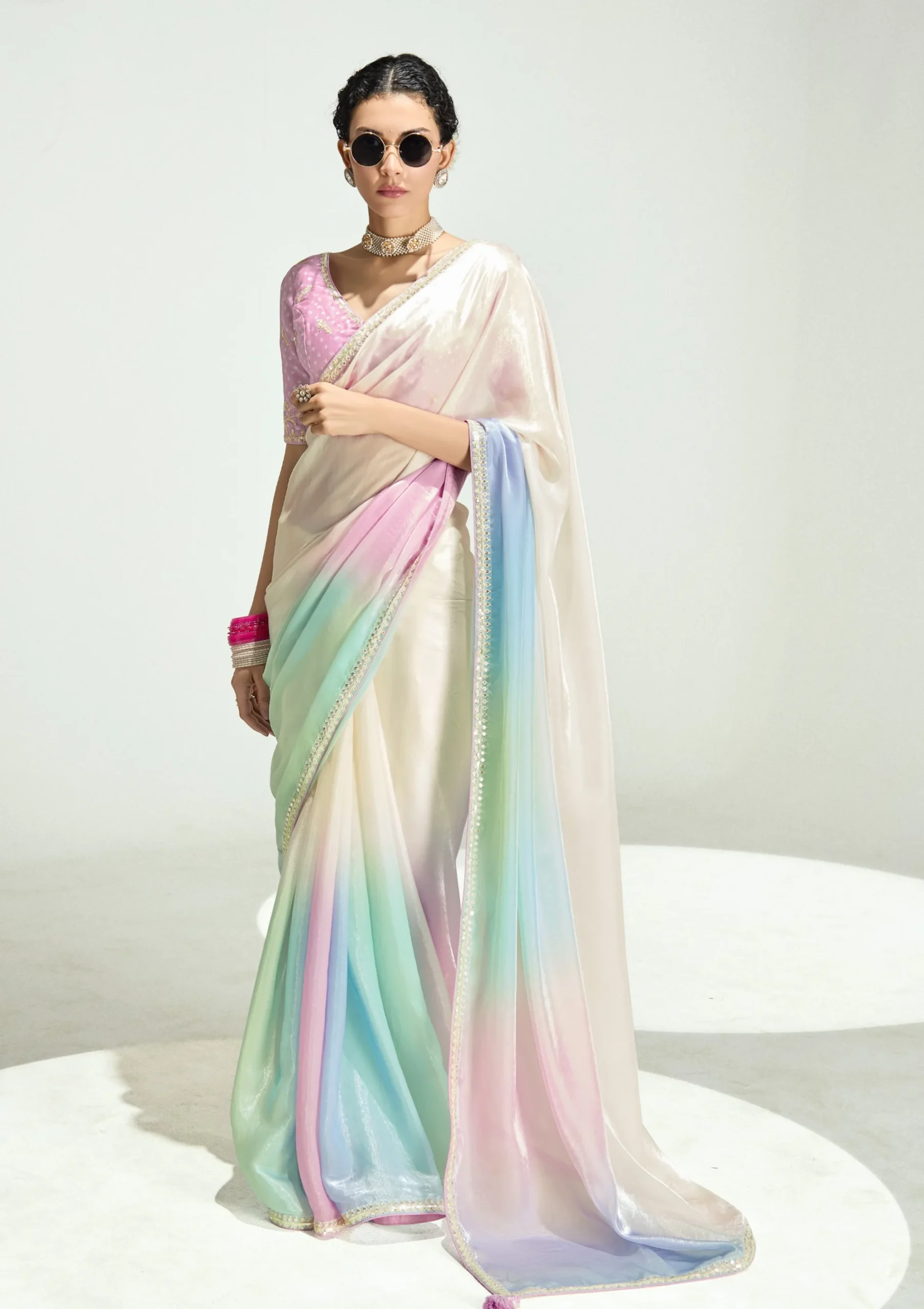 Organza Tissue Saree Collection with Border Embroidery work