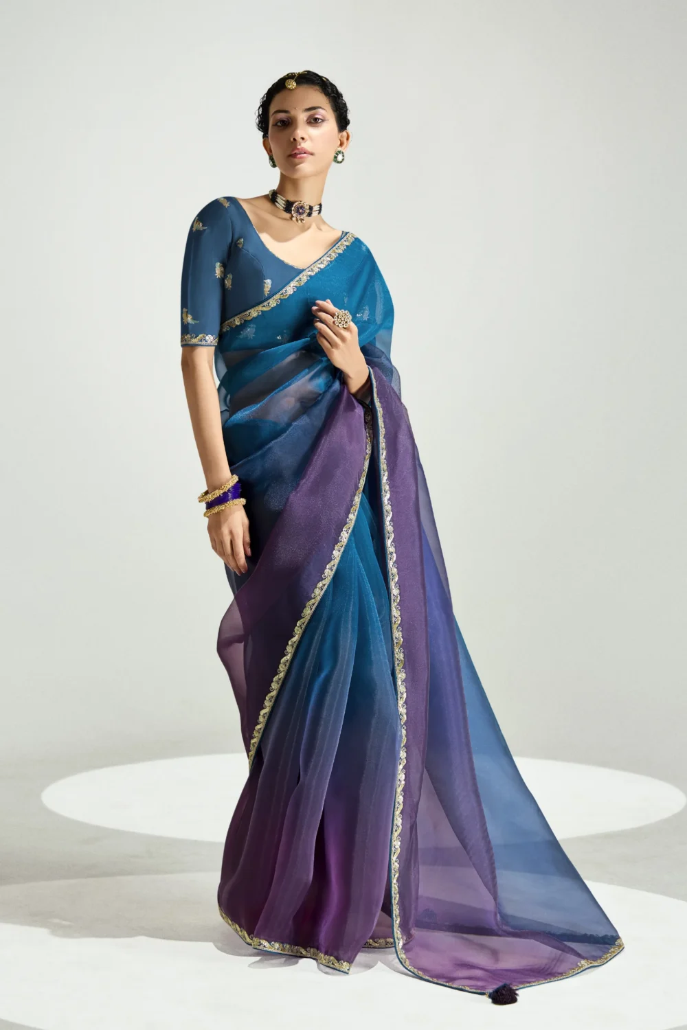 Luxury Organza Silk Saree with Heavy Embroidery