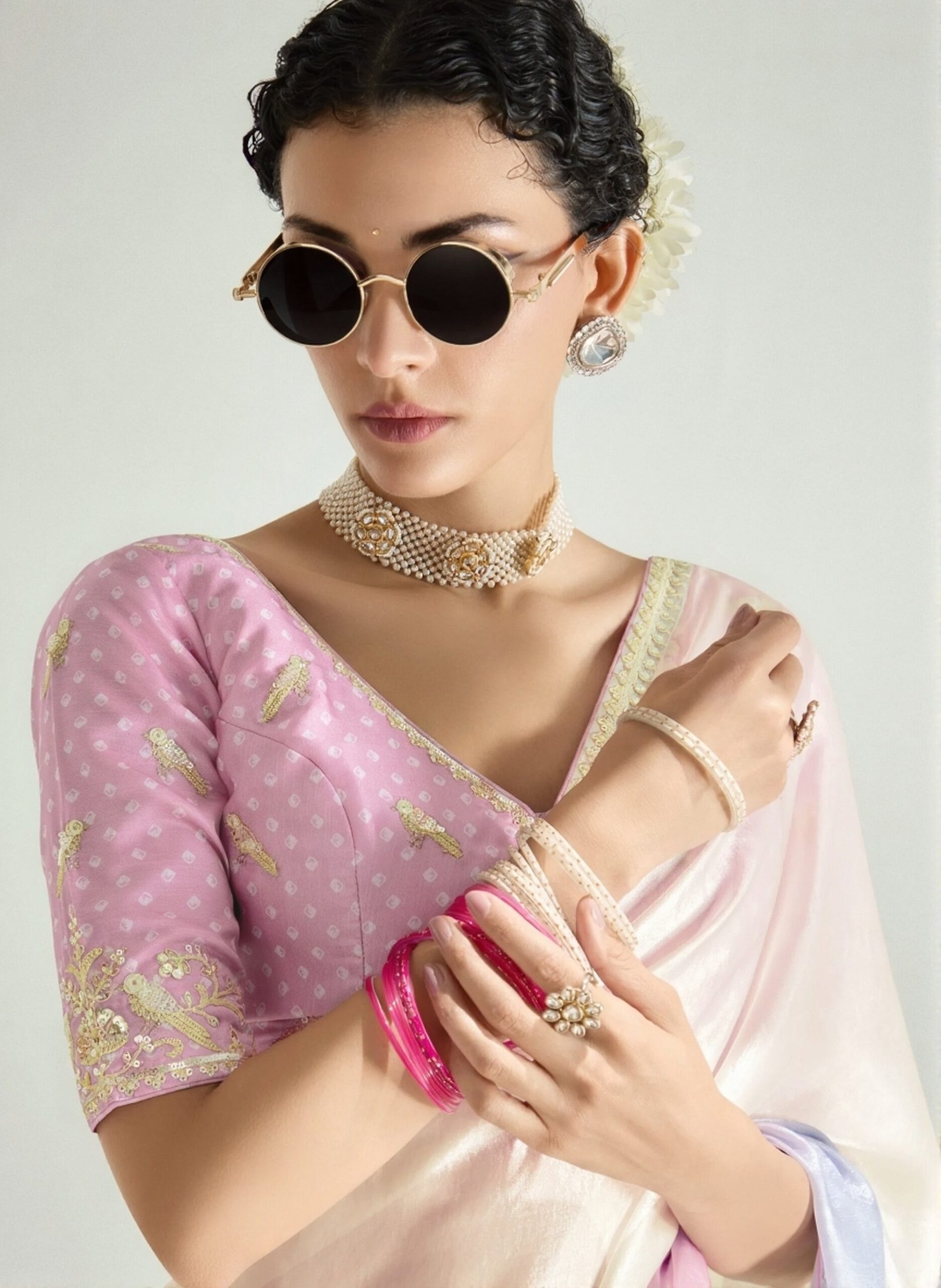 Organza Tissue Saree Collection with Border Embroidery work - Image 3