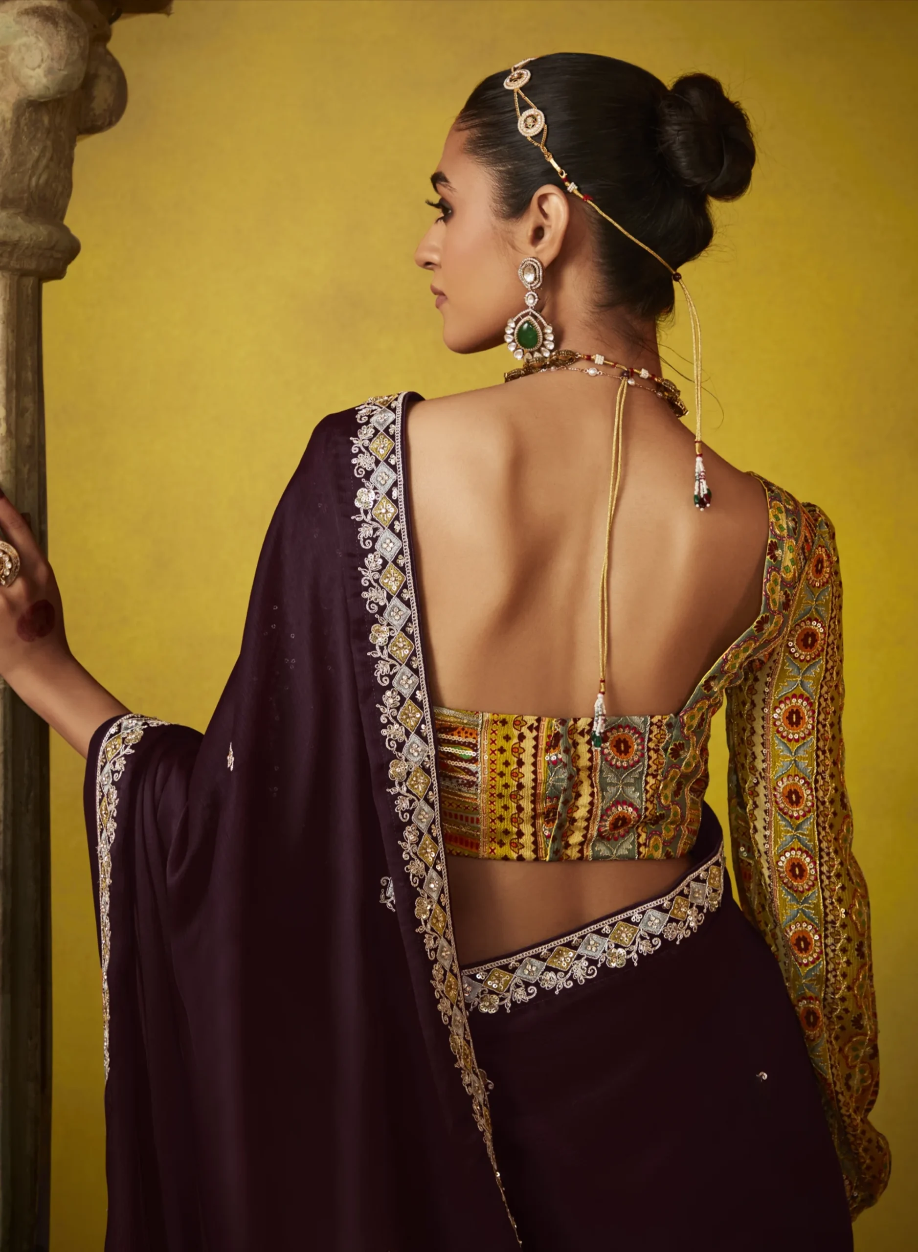 Glass Tissue Party Wear Saree - Image 4