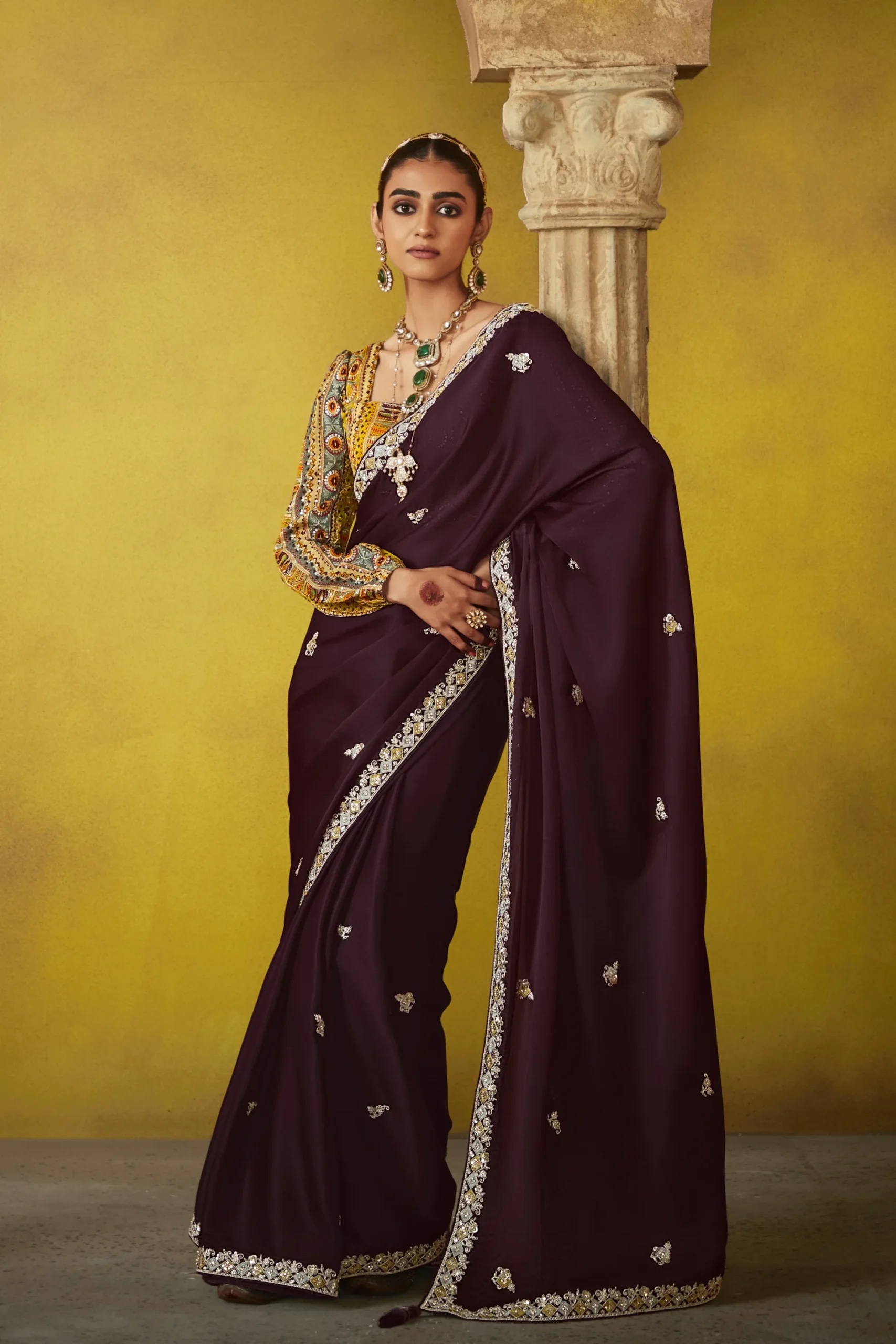 Glass Tissue Party Wear Saree
