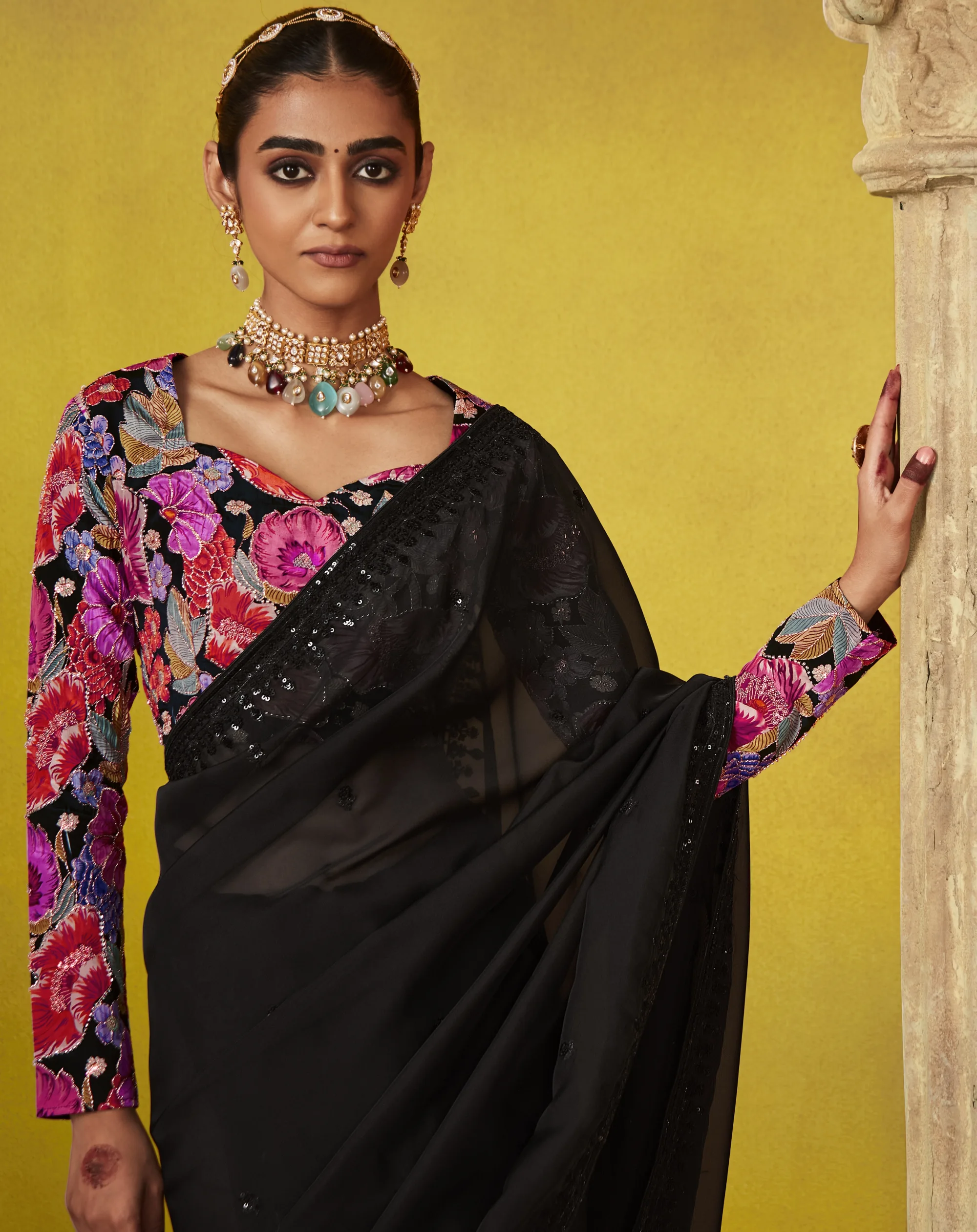 Embellished Glass Tissue Saree - Image 3