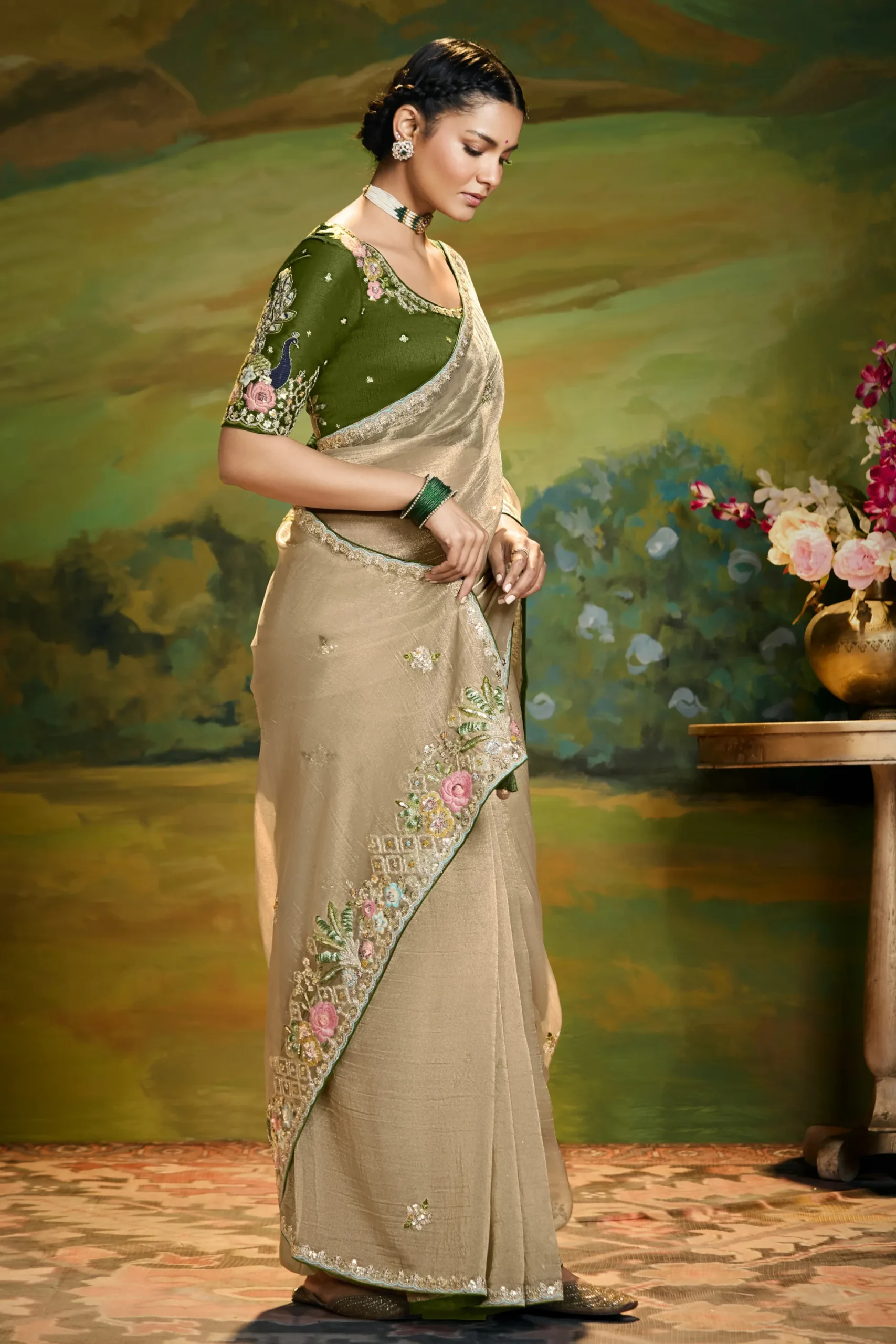 Designer Saree – Golden Sand Glow - Image 4