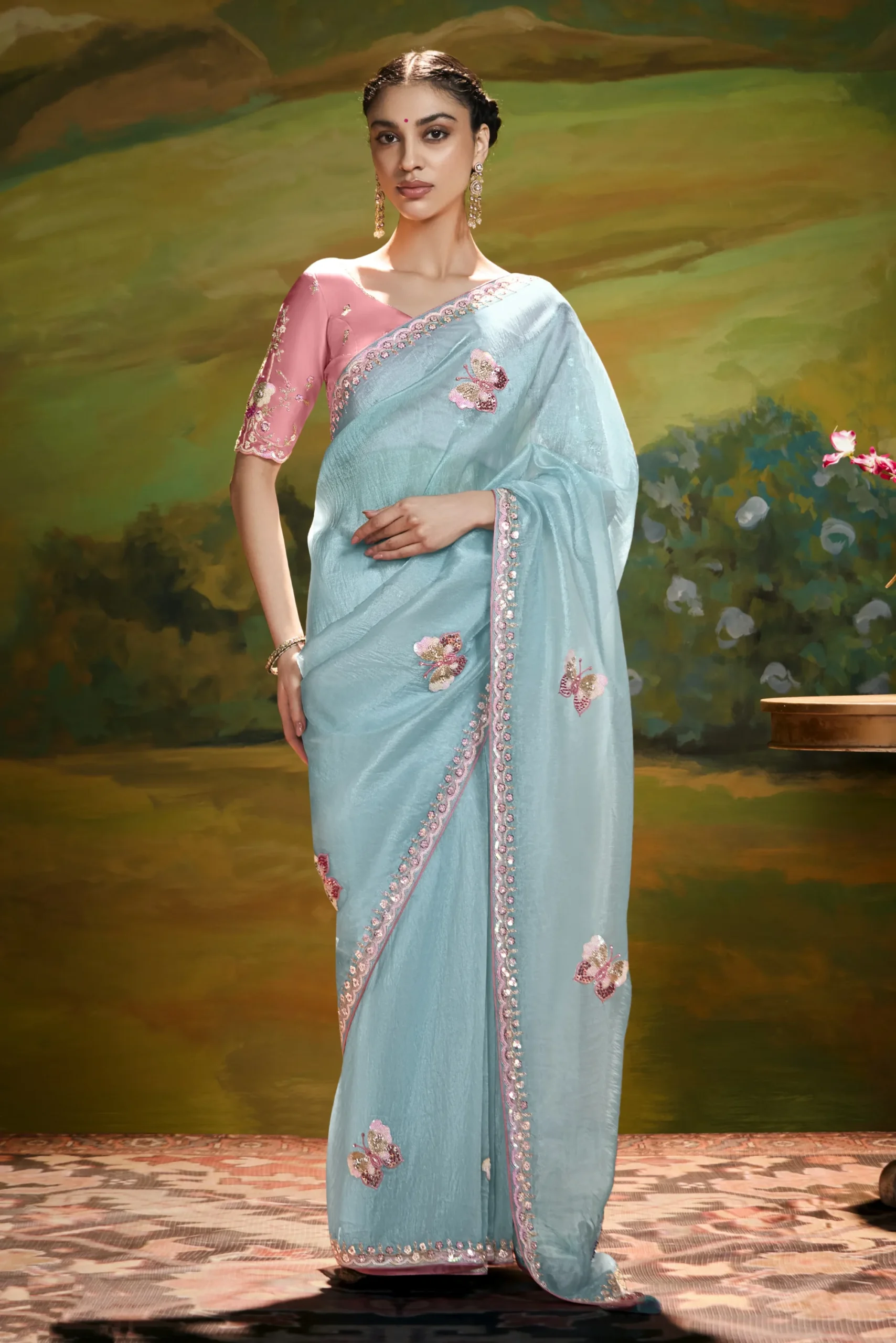 Detailed Embroidered and fine handwork – Powder Blue Grace