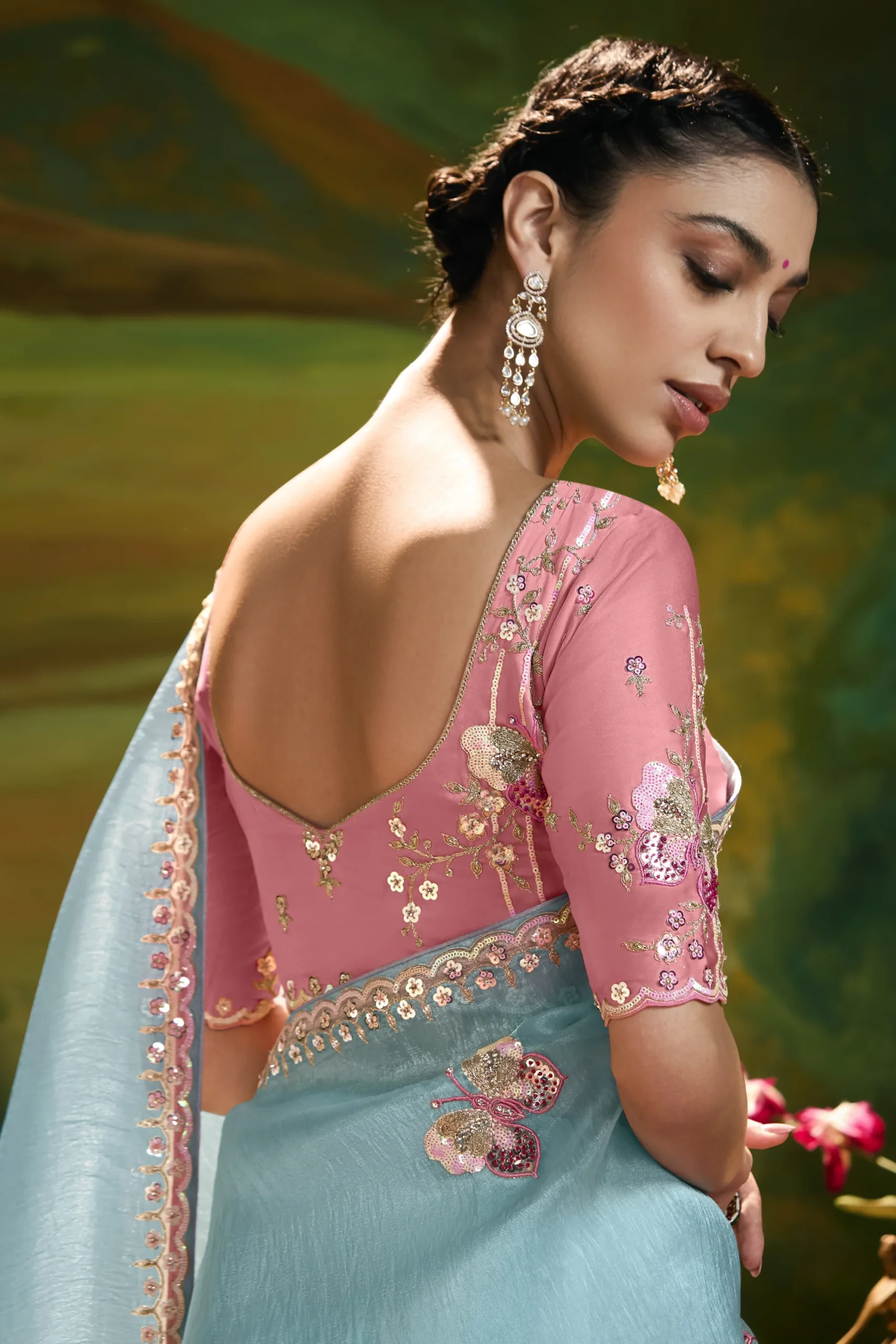 Detailed Embroidered and fine handwork – Powder Blue Grace - Image 2
