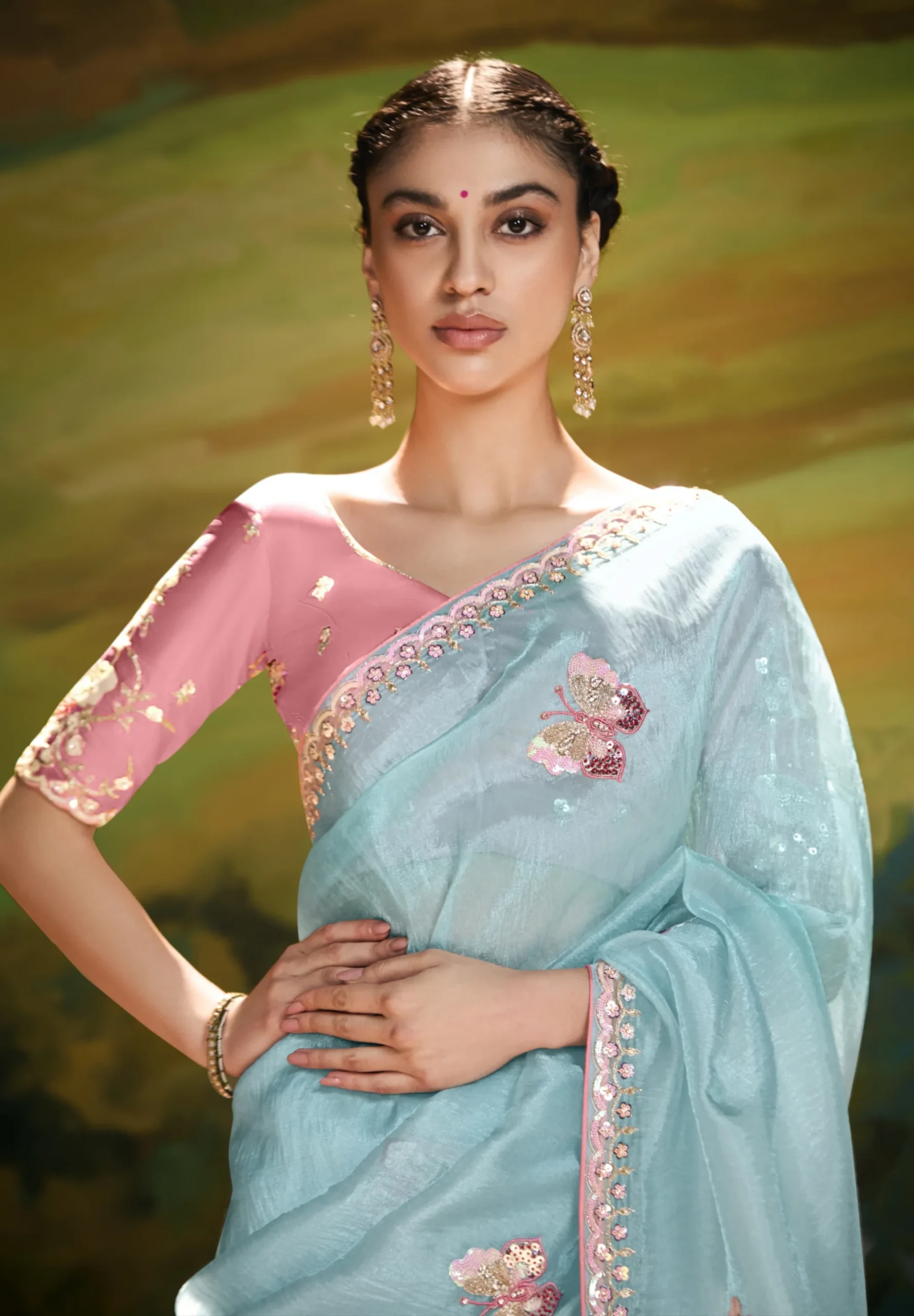 Detailed Embroidered and fine handwork – Powder Blue Grace - Image 4