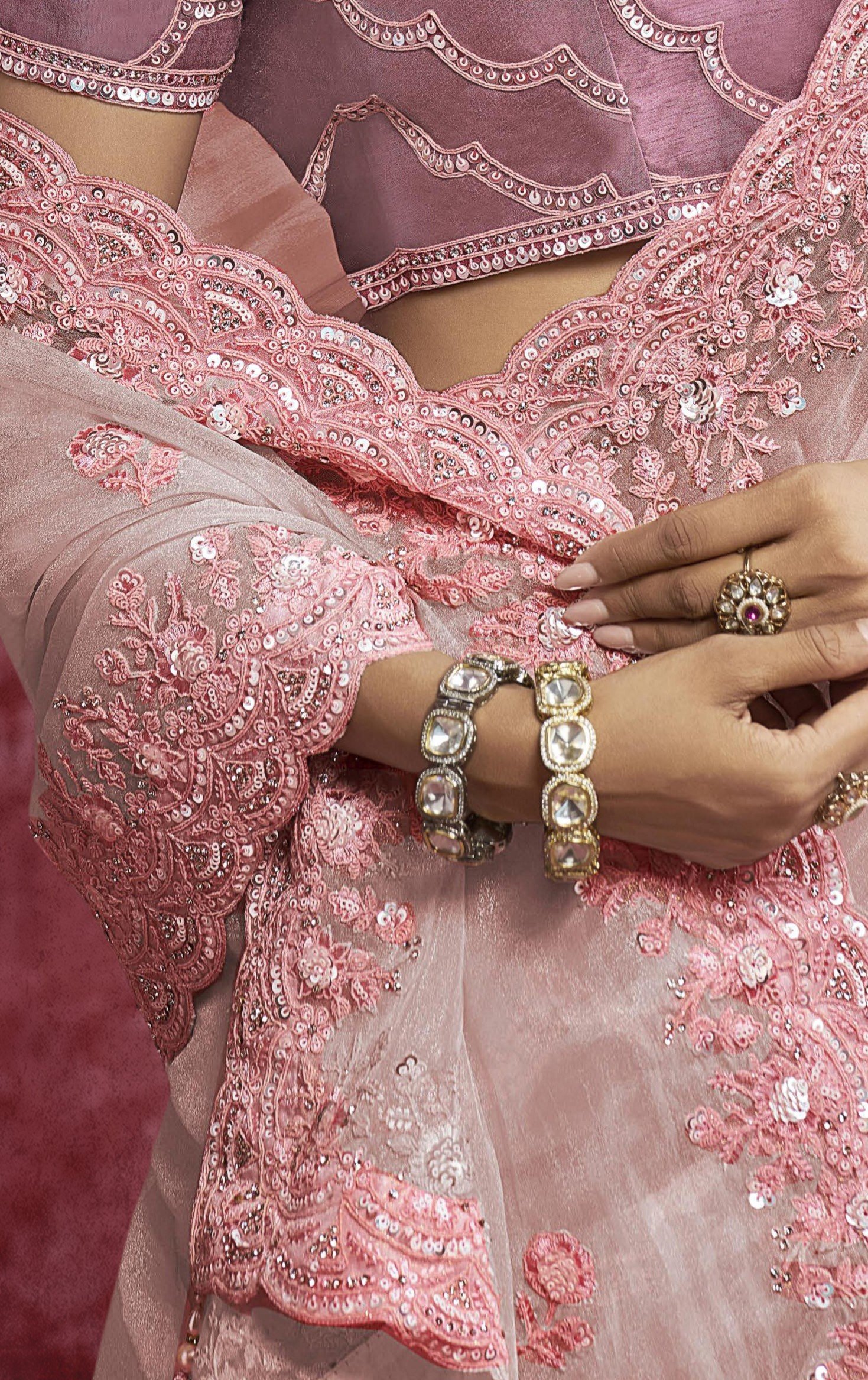 Baby Pink Pure Weave Saree - Image 4