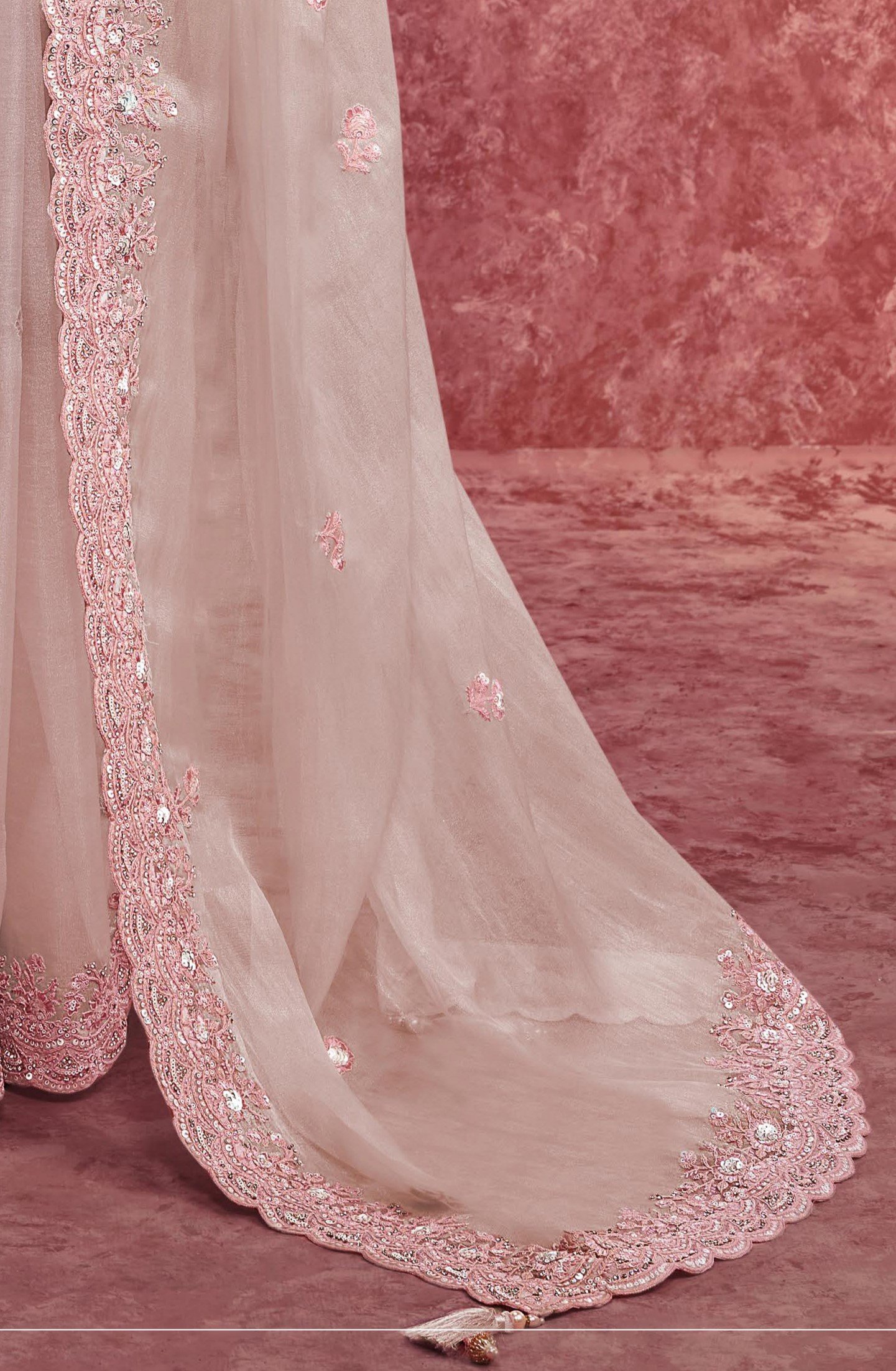 Baby Pink Pure Weave Saree - Image 3