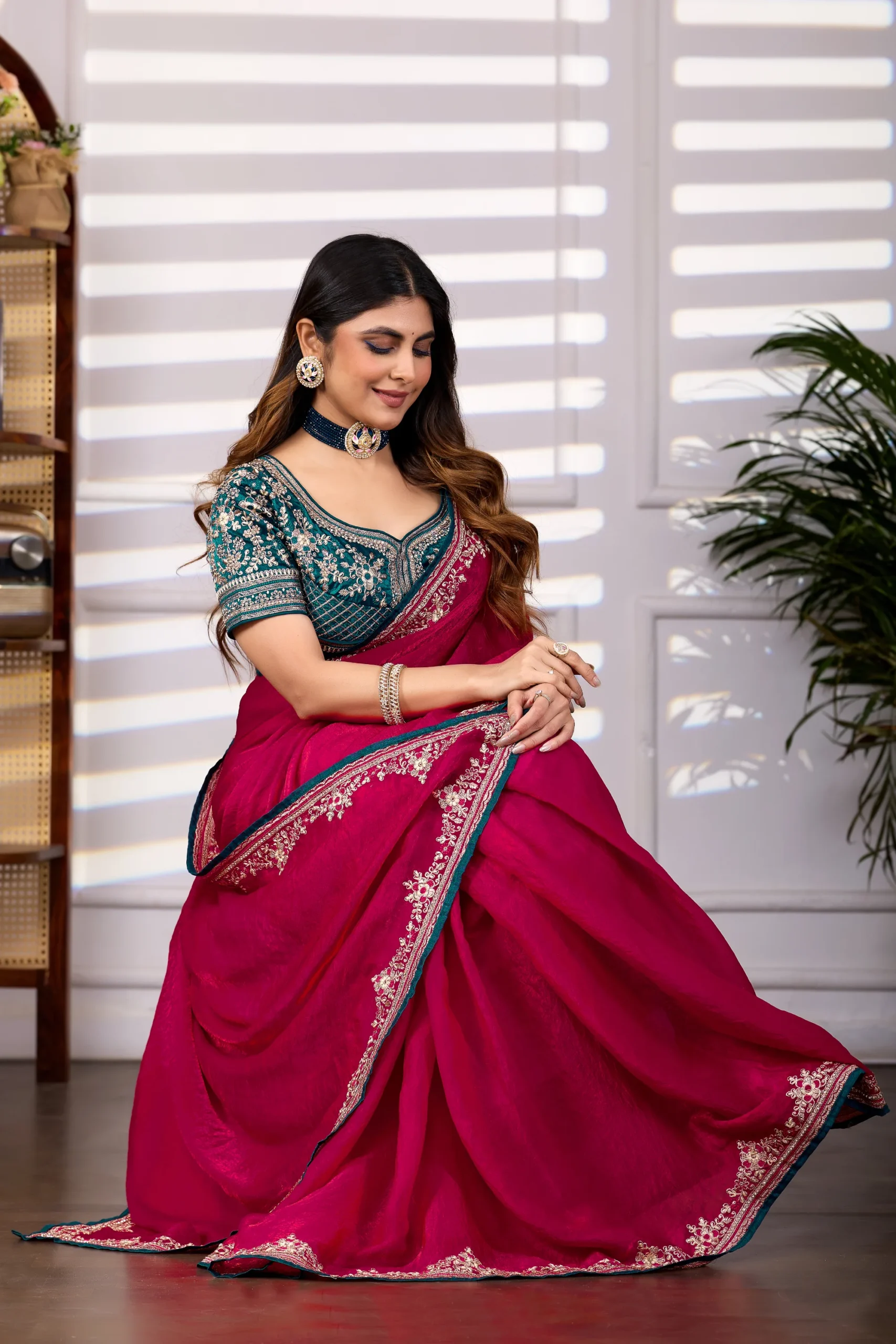 Handcrafted Embroidery Saree With Heavy Designer Blouse - Image 2