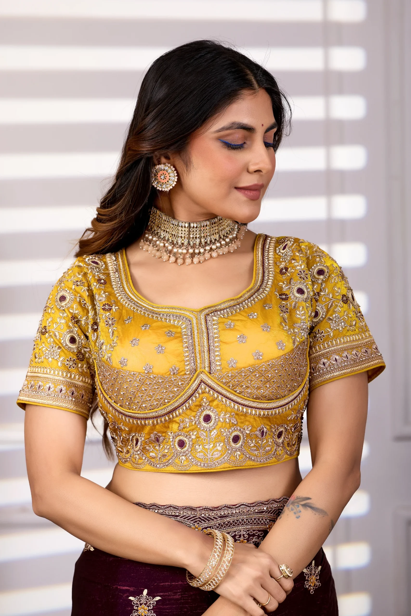 Multi-Work Saree With Heavy Designer Blouse - Image 3