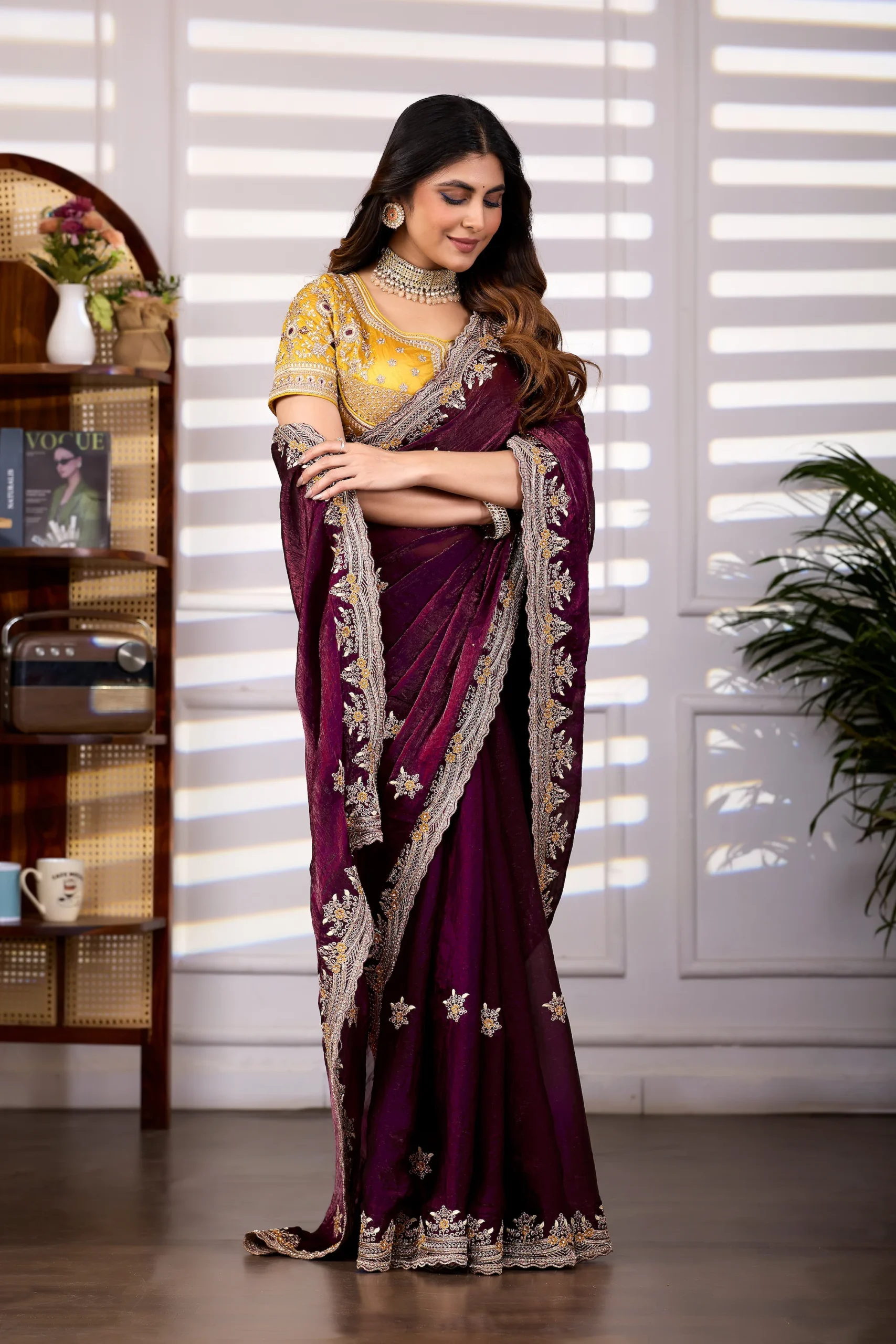 Multi-Work Saree With Heavy Designer Blouse - Image 2